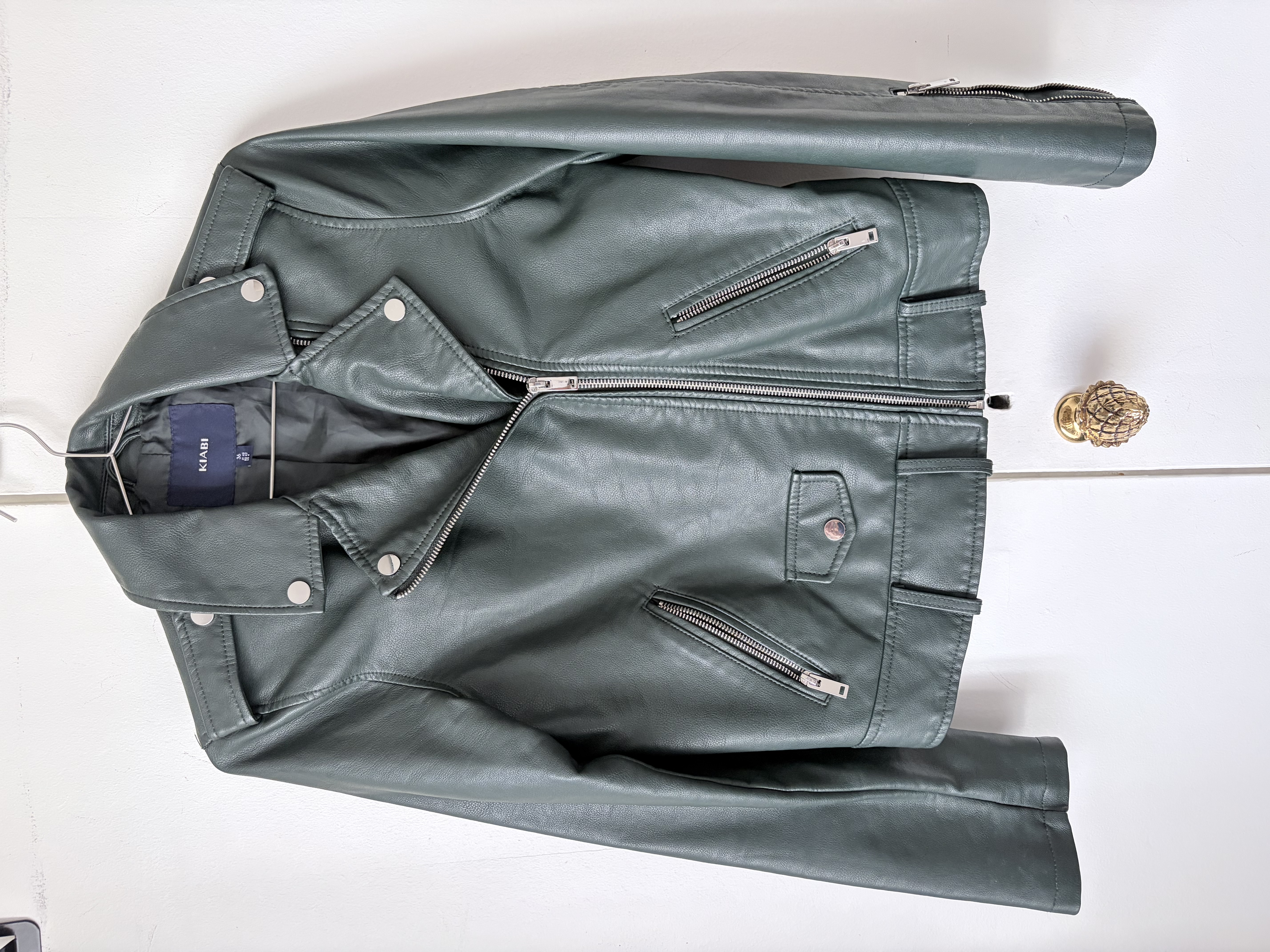 Veste simili cuir verte T36 
