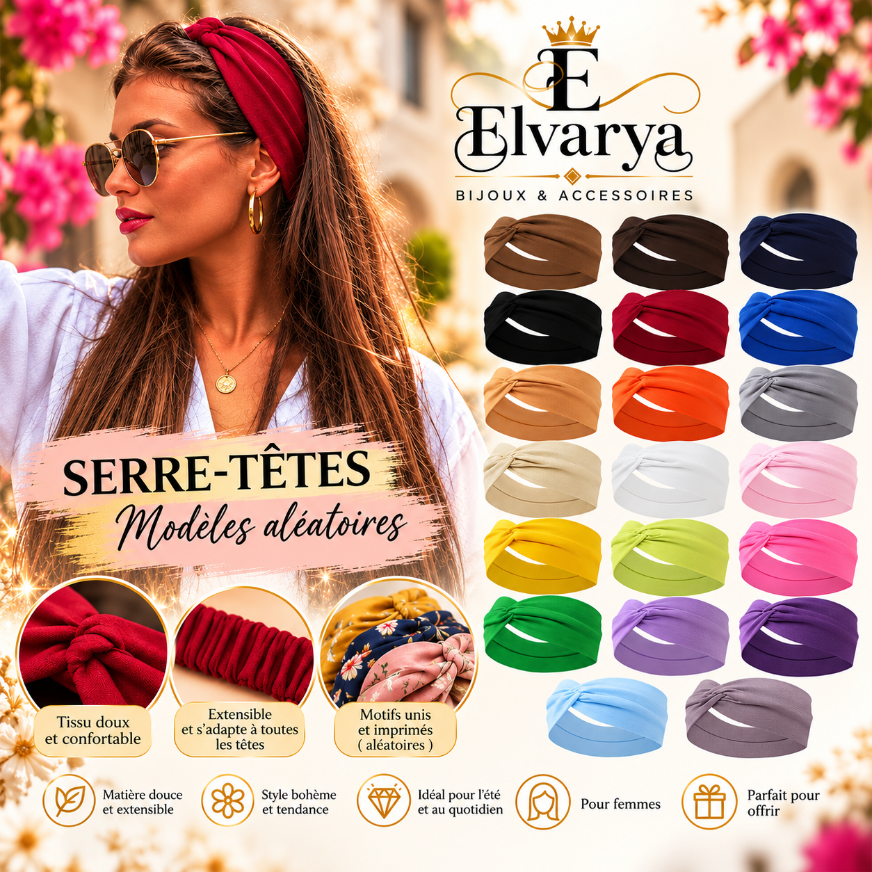 Lot de 20 Serre-Têtes Bohème – Modèles Aléatoires