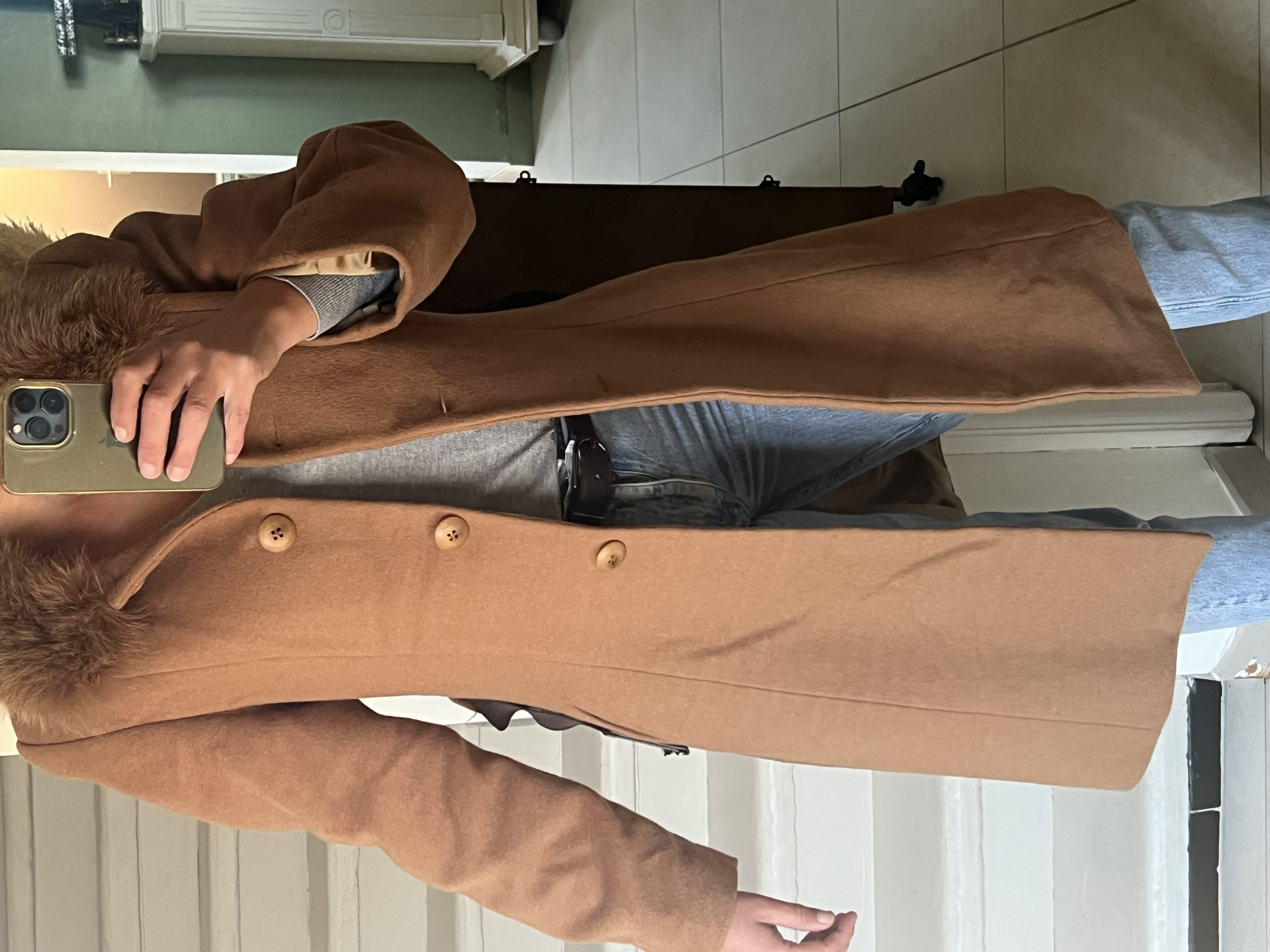 Manteau long en laine et fourrure BAYA T S 